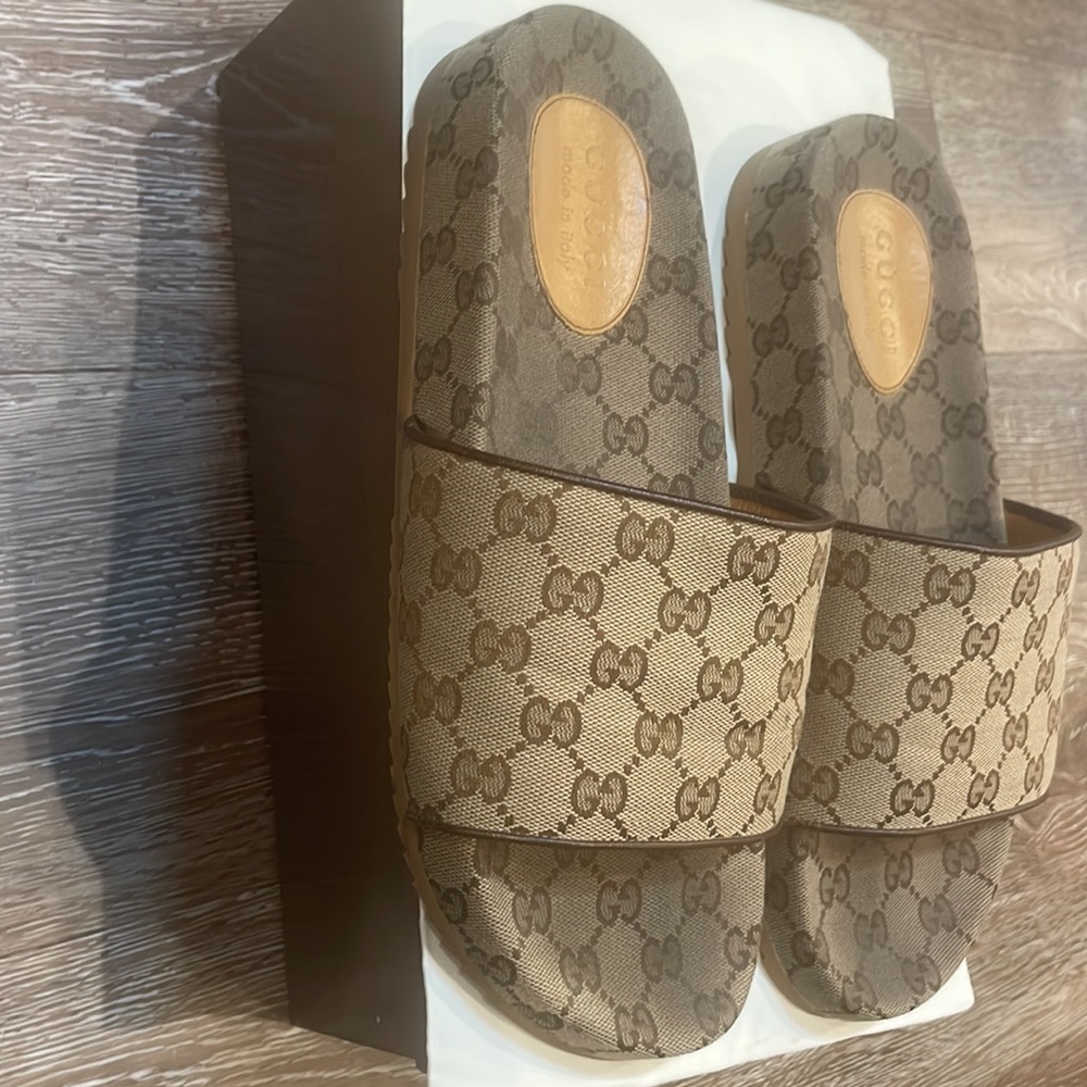 Mens GG canvas monogram slide sandal